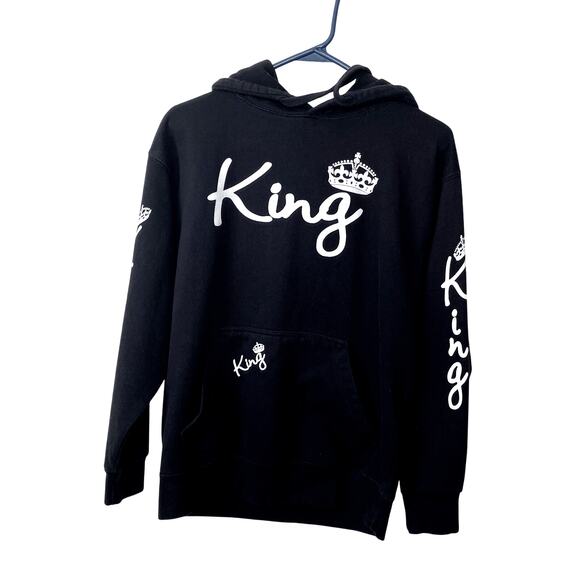 Black King Hooded sweatshirt Junior Medium Pullover Hoodie - Picture 1 of 6